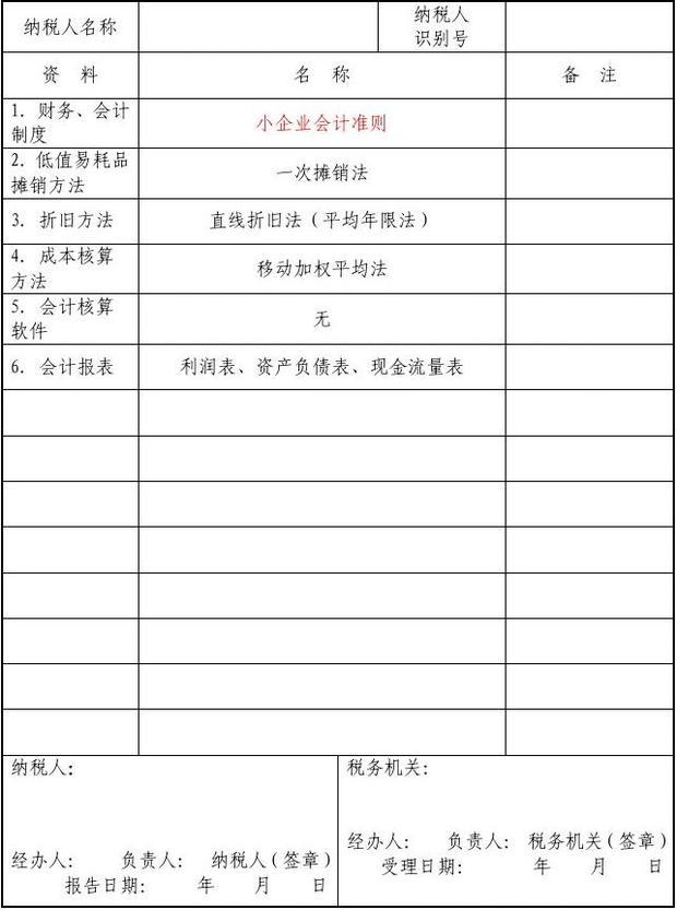 财务会计制度及核算软件备案报告书 - 模版